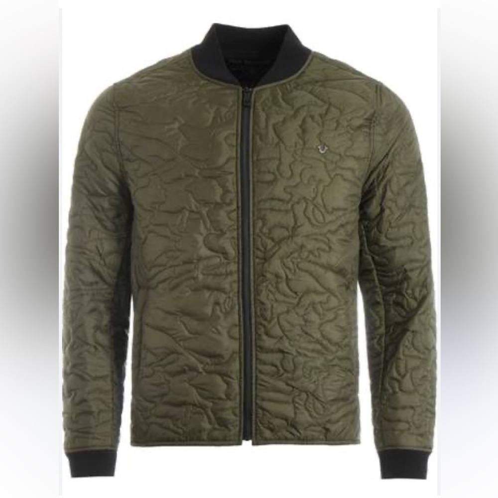 NEW MENS TRUE RELIGION Green CAMO QUILTED LINER JACKET Sz XL